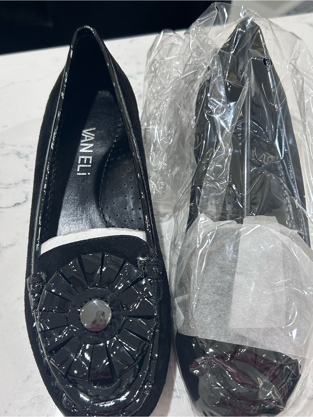 Vaneli Black Patent Floral Medallion Loafers-SZ4 Never worn